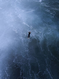 High angle view of person in sea