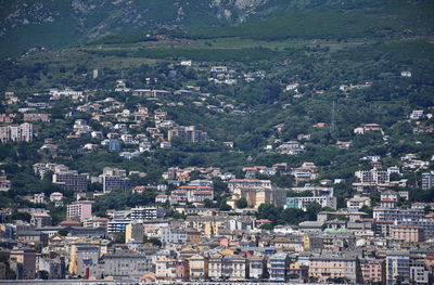 High angle view of buildings in city