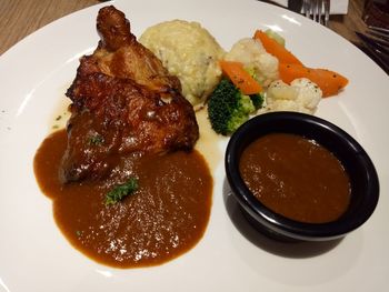 Close-up of meal served in plate