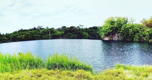 Scenic view of lake against sky