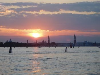 Scenic view of sea during sunset