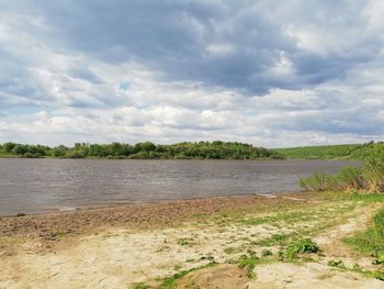 Scenic view of lake against sky