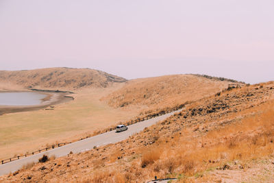 Scenic view of desert against clear sky
