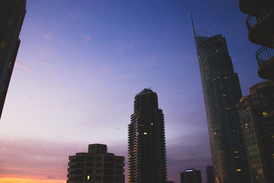 Low angle view of skyscrapers against sky