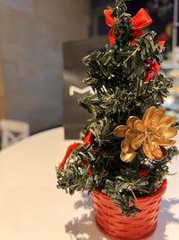 Close-up of flowers on table
