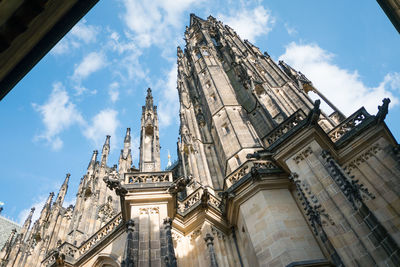 Low angle view of st vitus cathedral against sky