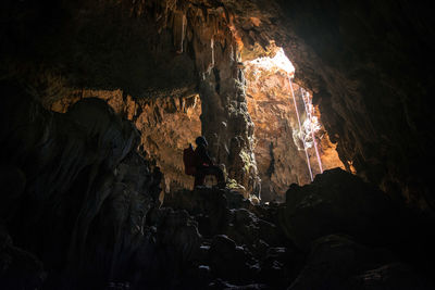 Low angle view of rock formation in cave