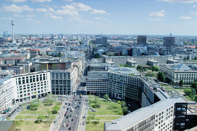 Cityscape with buildings in background