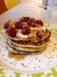 Close-up of cake served on plate