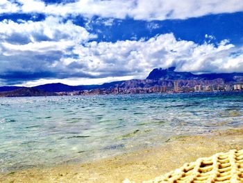 Scenic view of beach against sky