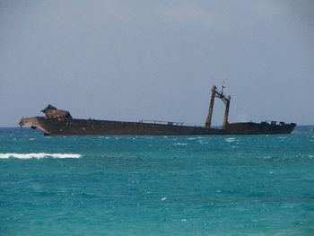 Scenic view of sea against clear sky