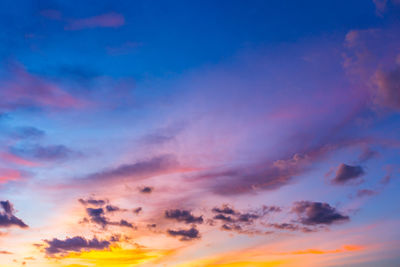 Low angle view of dramatic sky during sunset