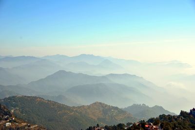 Scenic view of mountains against clear sky