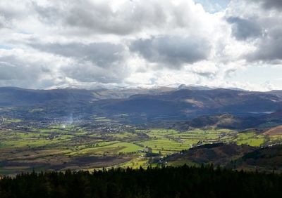 Scenic view of landscape against cloudy sky