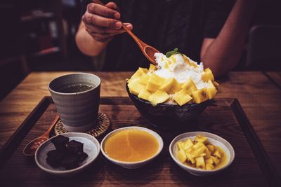 Close-up of food on table