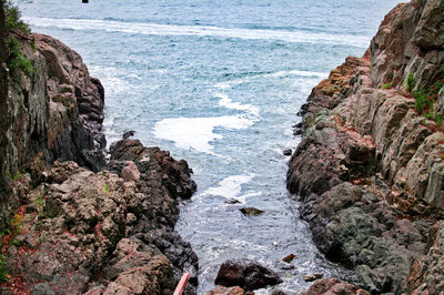 Rock formations on a yeosu, korea beach