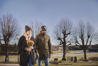 Couple at cemetery