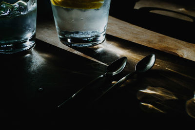 Close-up of drinks on table