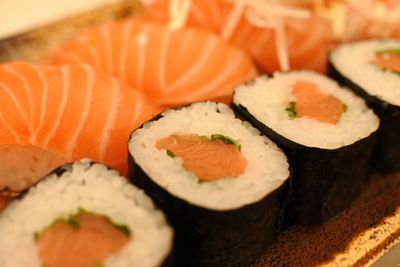 Close-up of sushi in plate
