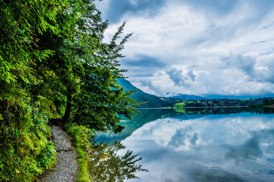 Residential area at lake weissensee, füssen, germany