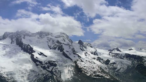 High angle shot of snowed rocky landscape