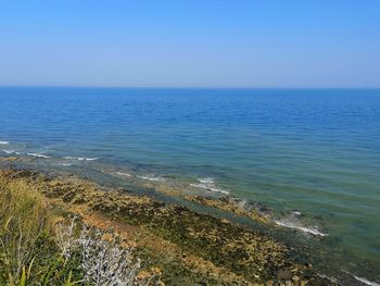 Scenic view of sea against clear sky
