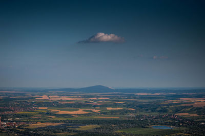 Aerial view of agricultural field against sky