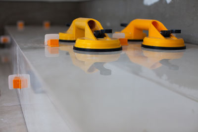 Close-up of toys on table