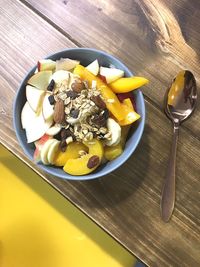 Close-up of fruits in bowl on table