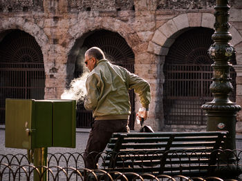 View of people standing on steps