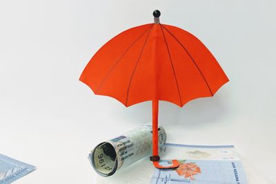 Close-up of umbrella against white background