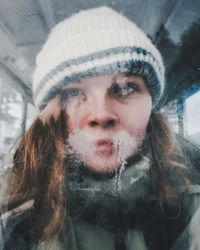 Portrait of man in snow