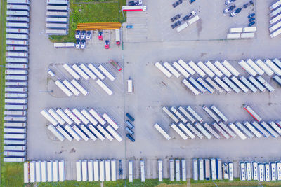 High angle view of people on table