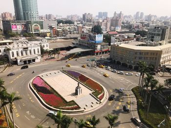 High angle view of traffic on road