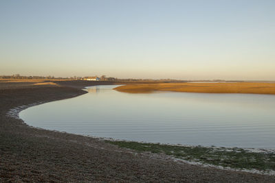 Scenic view of river against clear sky