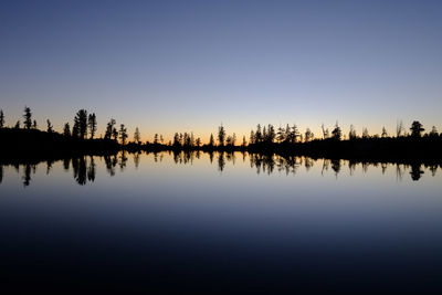 Scenic view of lake against sky at sunset