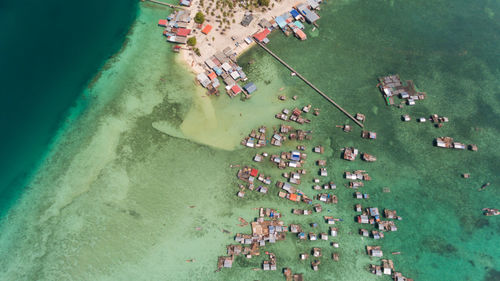 High angle view of people at swimming pool