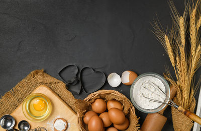 High angle view of food on table