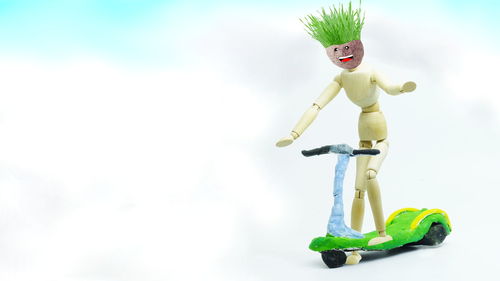 Close-up of stuffed toy against white background