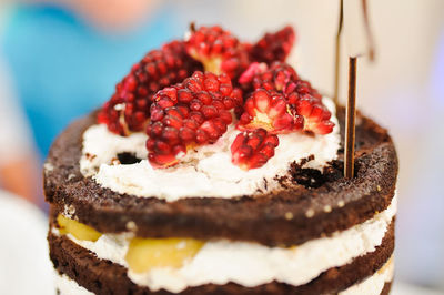 Close-up of dessert served in plate