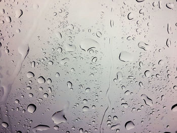 Full frame shot of wet glass window during rainy season