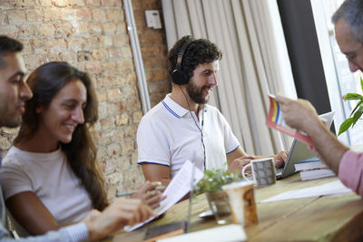 Business colleagues working at home