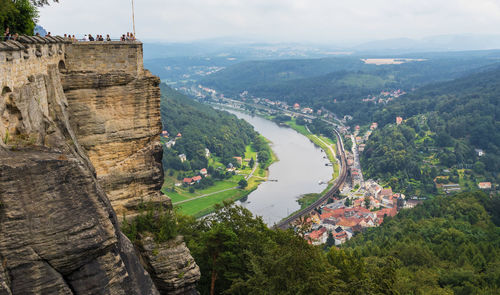 High angle view of buildings on mountain