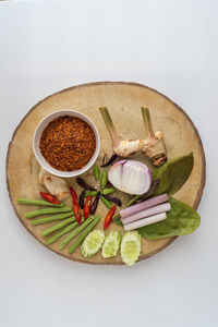 High angle view of food on table