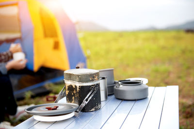 Coffee cup on table