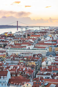 High angle view of buildings in city