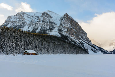 Snow covered mountain against sky