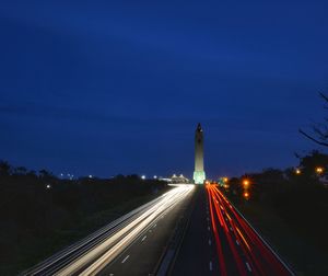 Light trails on highway at night