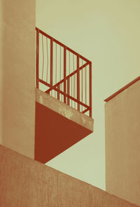 Close-up of staircase against wall at home