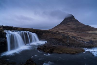 Scenic view of kirkjufellsfoss